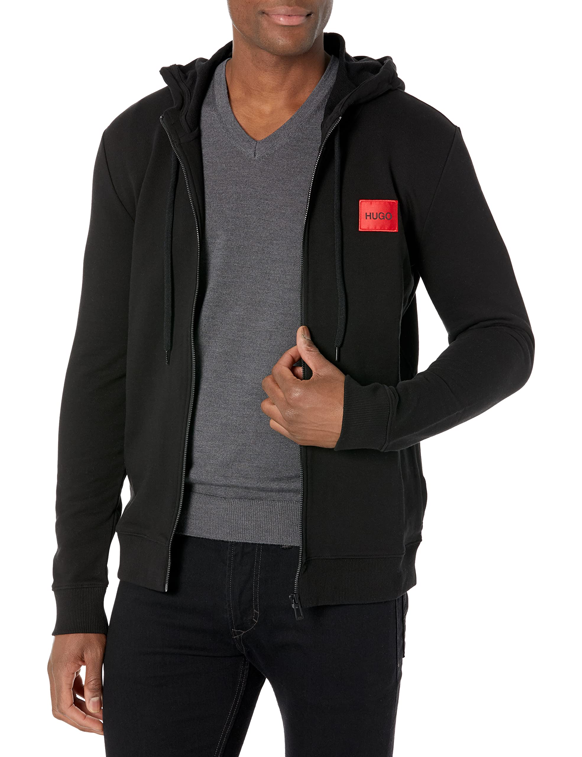 HUGO Mens Casual,hoodie Hooded Sweatshirt, Raven Black, Medium US