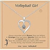Sport Gift, Softball/Basketball/Soccer/Volleyball Charm Heart Pendant Necklace for Players, Sports Lover's Bday Gift