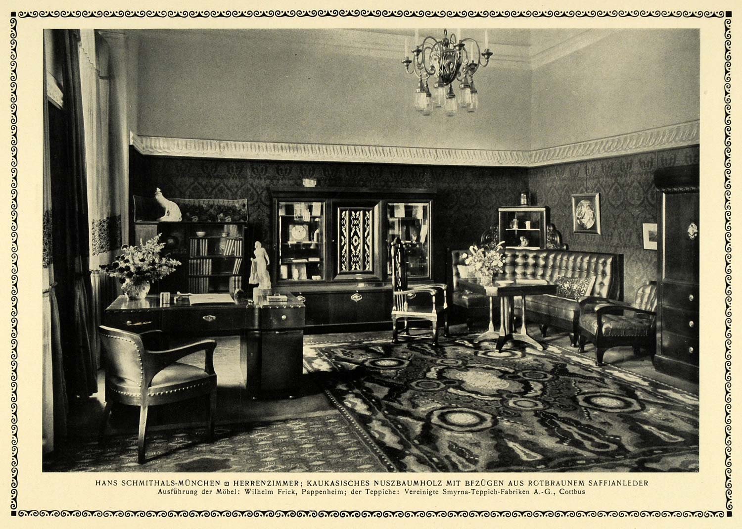 1914 Print Den Sitting Room Architect Design Interior Men Room