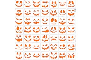 PETKNOWS 50 Pcs Halloween Pumpkins Carving Stencils Reusable Halloween Drawing Template for DIY Craft Drawing Painting Spraying Window Glass Wood Airbrush Walls Art Halloween Decoration