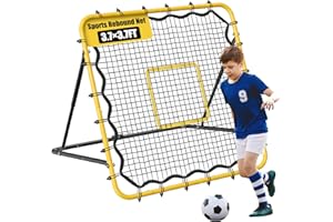 ANNUALRING 3.7×3.7FT Soccer and Baseball Rebounder Net,Volleyball Rebounder,Pitch Back Net,Multi-Sport Training Rebound Net,with Pitching Target,Adjustable Angles