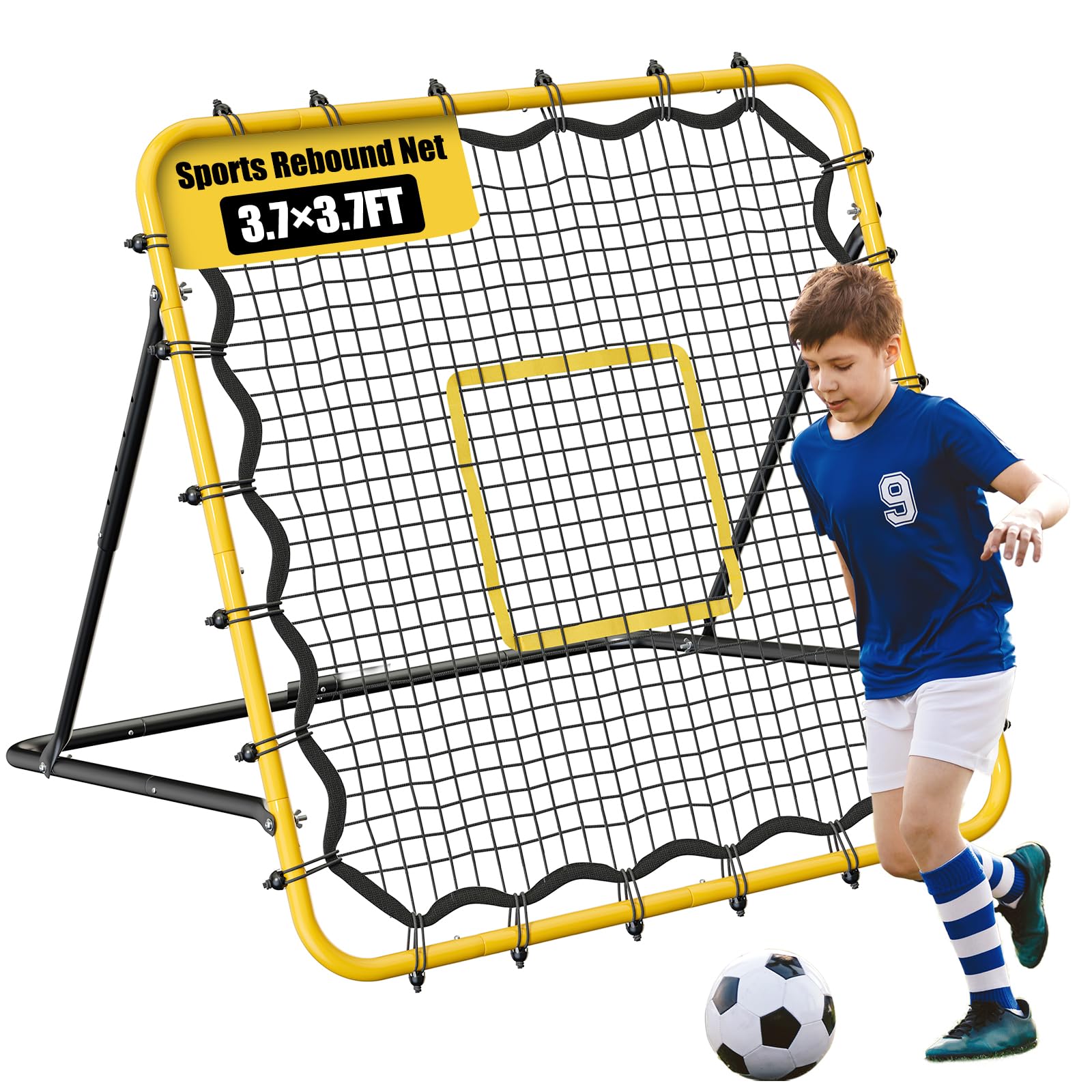 Photo 1 of 3.7×3.7FT Soccer and Baseball Rebounder Net,Volleyball Rebounder,Pitch Back Net,Multi-Sport Training Rebound Net,with Pitching Target,Adjustable Angles