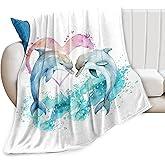 Dolphin Blanket Dolphin Decor Throw Blanket Dolphin Blanket Gifts for Girls Boys Dolphin Lovers Super Warm Soft Plush Lightweight Fleece Flannel Sofa Bedding Blanket for Kids Adults Men Women 50"X40"