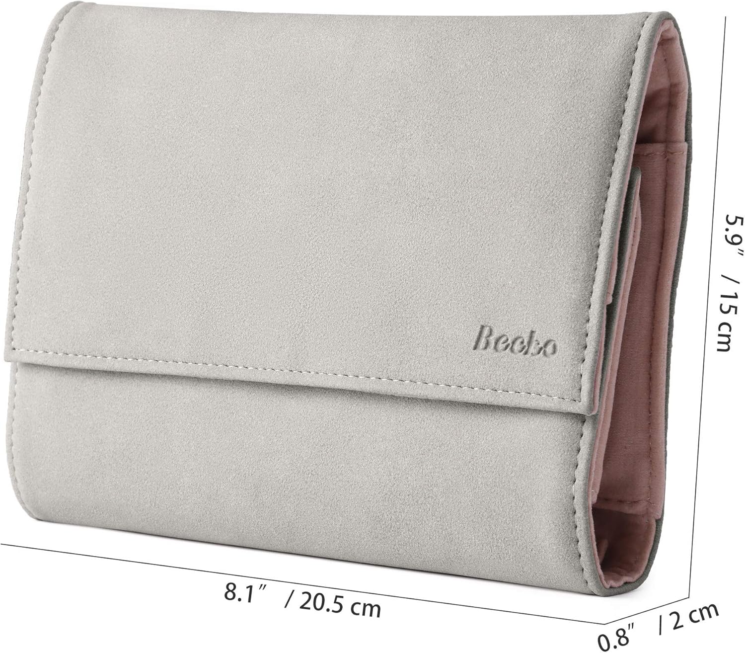 Becko Jewellery Organizer Roll Travel Jewel Bag case for Multiple Necklaces Rings, Bracelets, Supple Leather & Suede - Image 3