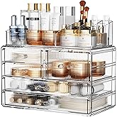 ZHIAI Stackable Storage Drawers, Acrylic Bathroom Counter Organizer Clear Makeup Organizers for Vanity, Kitchen Cabinets, Bathroom, Undersink, Home Organization and Storage (2Top 3 Drawers,)