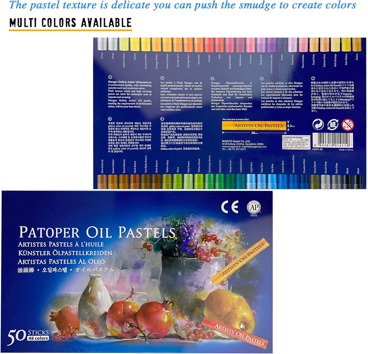 Soft Oil Pastels Set, Artist Drawing Pastel Painting Art Crayons Sticks Round Crayons Sticks Non Toxic Art Supplies for Kid Adults Student Beginner Colouring 50 Colors : Office Products