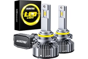 AUXITO 9005 Light Bulbs, 50000LM 1000% Brighter 6500K Cool White HB3 Light with Fan, LED Fog Light 30 Years Lifespan, CANbus Ready No Flicker, Pack of 2