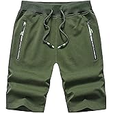 CREATMO US Men's Shorts Zipper Pocket Elastic Waist Stretch Summer Casual Beach