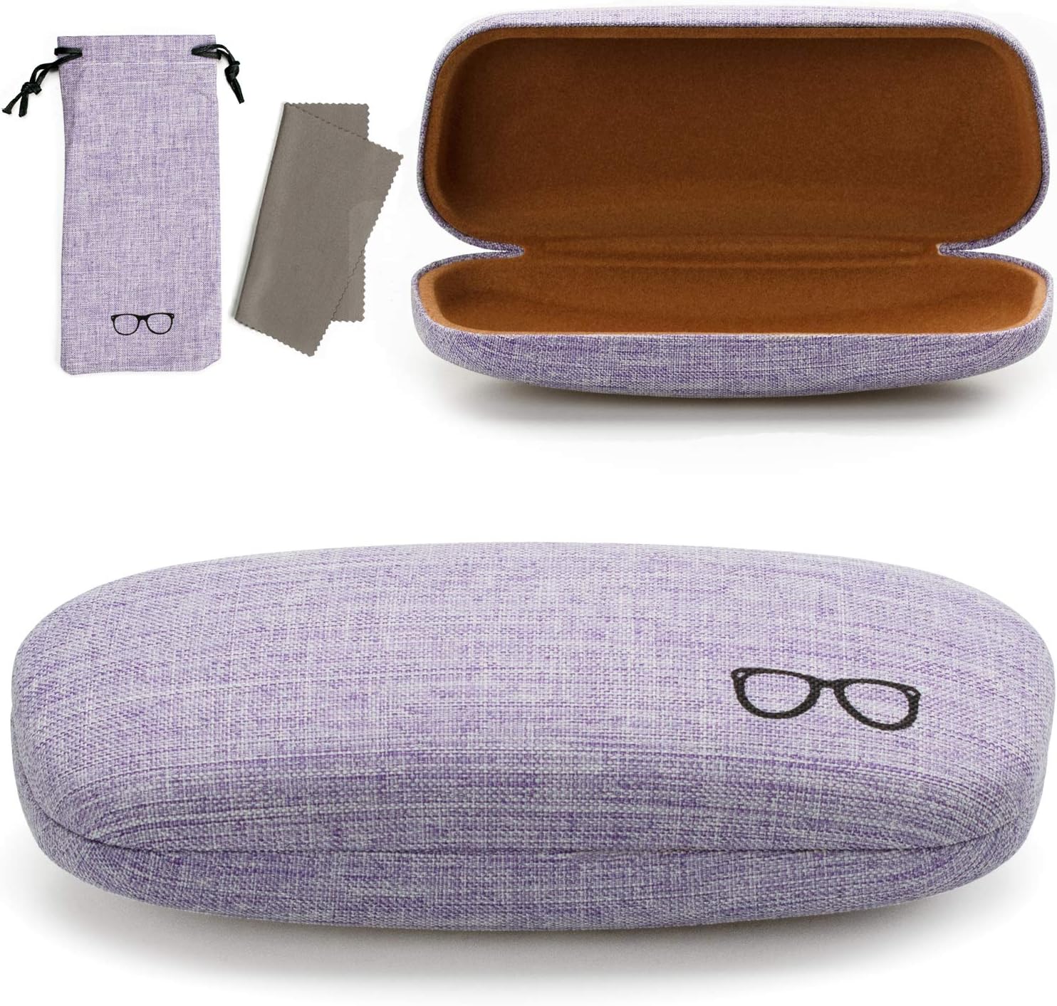 Vemiss Hard Shell Eyeglasses Case Linen Fabrics Large Sunglasses Case Concise