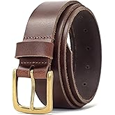 Ashford Ridge Made in England 34mm Full Hide Leather Belt with Brass Colour Buckle