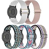 5 Pack Stretchy Nylon Watch Band Compatible with Garmin Venu 3/2/4 45mm/Forerunner 265/255 46mm/570 47mm/Vivoactive 4,22mm Soft Adjustable Sports Replacement Strap for Amazfit Bip 5/6/Balance 2