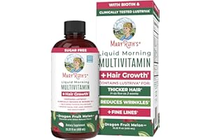 MARYRUTH ORGANICS MaryRuth's Liquid Multivitamin + Hair Growth | Biotin 10000mcg | Lustriva Hair Growth Supplement | Clinically Tested in Women for Thicker Hair & Facial Wrinkle | Skin Care | Ages 18+ | 15.22 Fl Oz