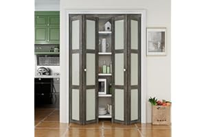 CRUTOP 60'' x 80" Frosted Glass Bifold Door, Build Quality Panels with Water&Scratch-Resistant Surface, Solid Core, Interior Closet & Pantry Door (77.75'' High Panels&Hardware&Fascias&Knobs)