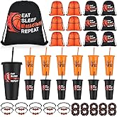 Yungyan 48 Pcs Basketball Party Favors Set Basketball Goodie Bags 24oz Basketball Cups with Lids Sport Drawstring Bags Basketball Hair Ties Bracelets for Team Gifts Basketball Party Supplies