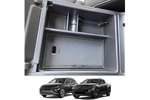 CDEFG Center Console Organizer Tray for 2022 2023 2024 Santa Cruz 2024 Tucson Limited Hybrid SEL Armrest Storage Box Tray 2022 2023 2024 Santa Cruz 2024 Tucson Limited Hybrid SEL Accessory (Black Mat)