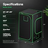 VIVOSUN 120x120x200 cm Grow Tent Mylar Viewing Window Base Tray VS4000 VSF4300 view 7