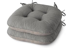 MineCozy Indoor Dining Chair Cushions Set of 2 Kitchen Chair Cushions with Ties Tufted Seat Pads with Anti-Slip Backing 17"X1