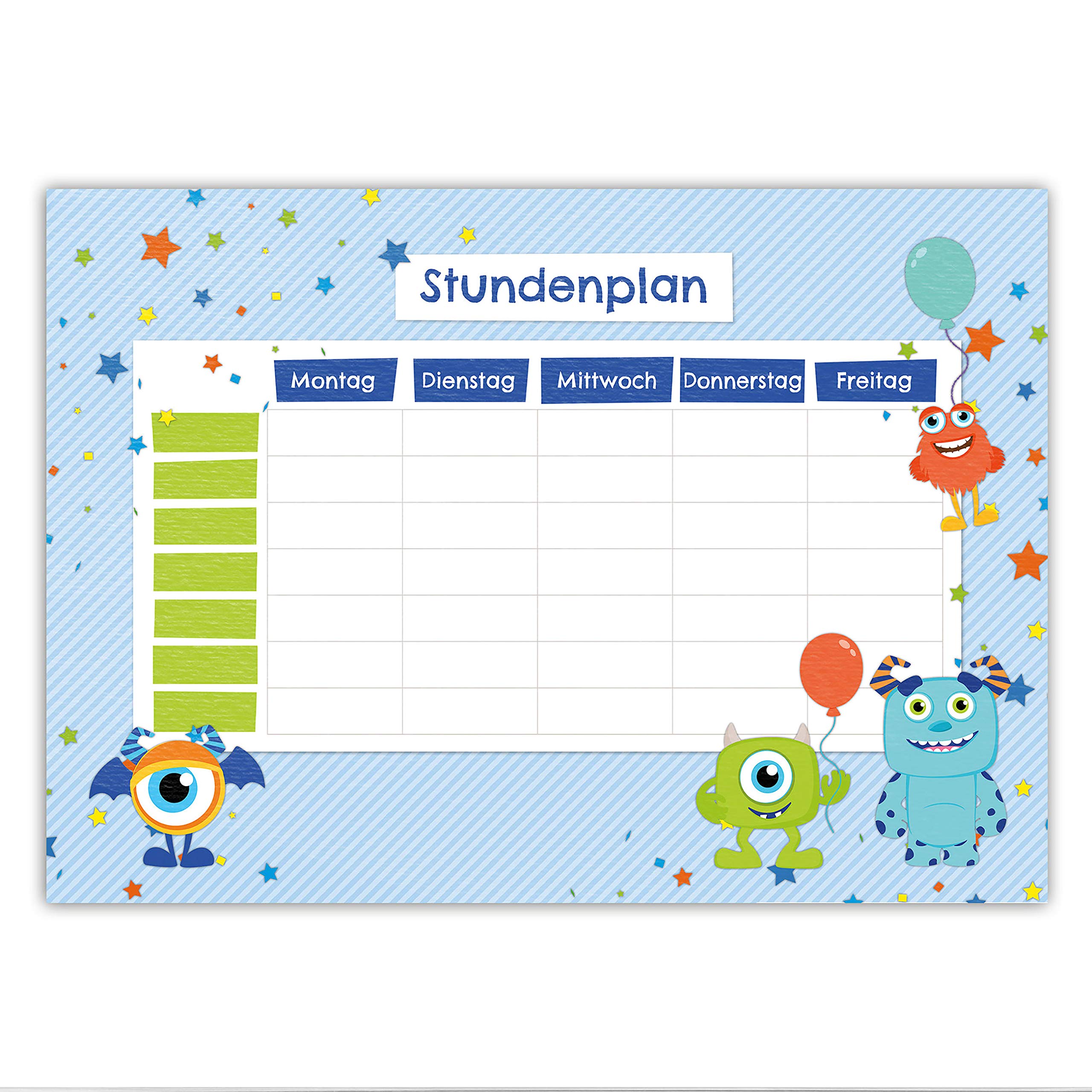 Papierdrachen Timetable DIN A4 Pad – Monster Design – Writeable School – Diary and Weekly Plan