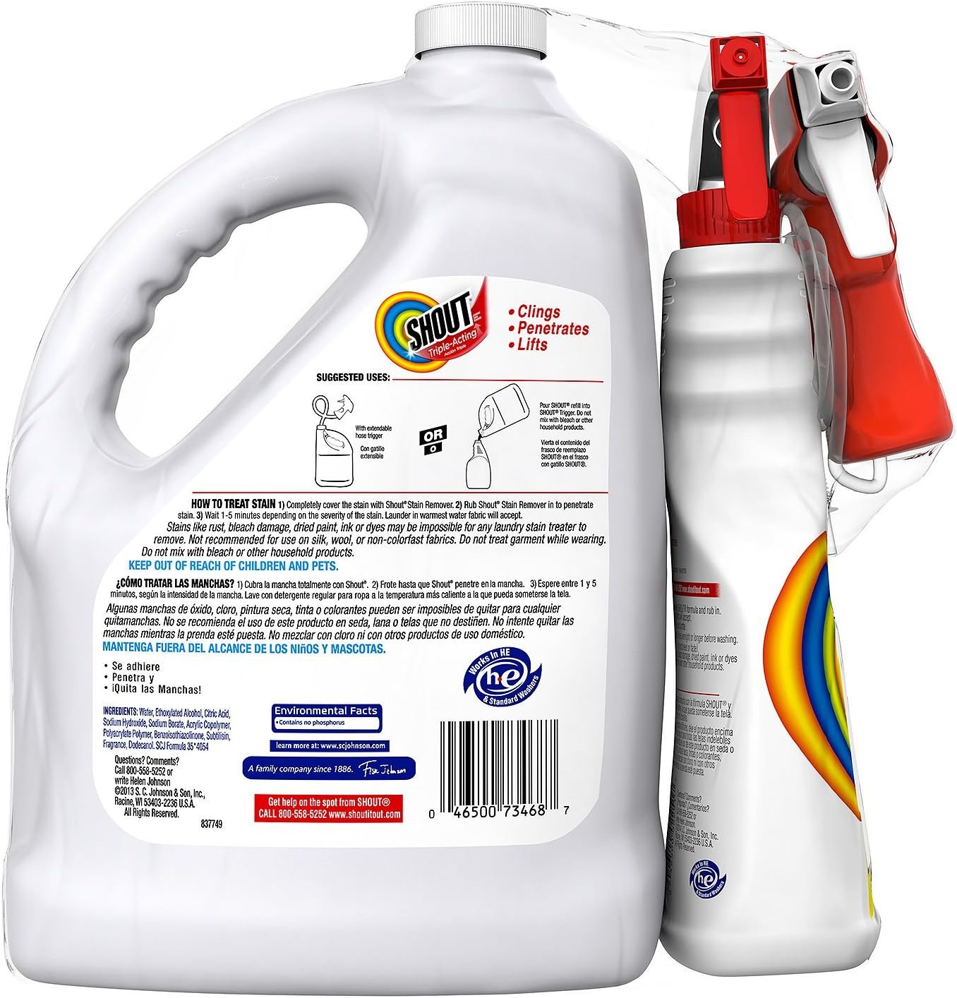 Shout Stain Remover with Extendable Trigger Hose -128 Oz + 22 Oz. (1): Health & Personal Care