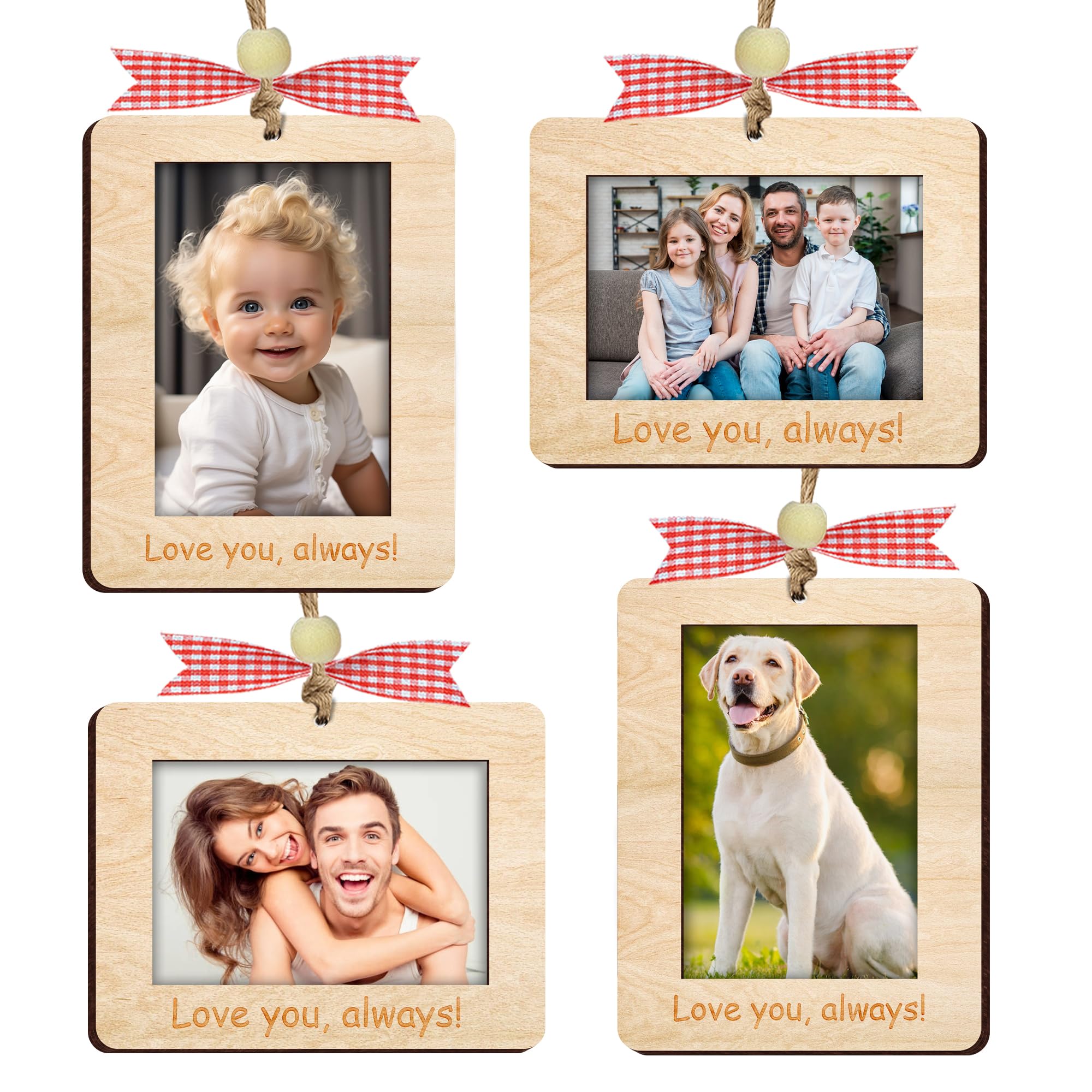 Photo 1 of 4 Pcs Family Photo Ornaments 2025, Horizontal Vertical Christmas Picture Frames Car Visor Clip, Fridge Magnet, Baby Festive Hanging Decoration, Keepsake Gift for Women, Friends, Pet Lovers HH639