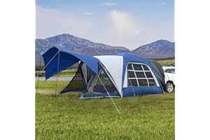 Ytaoeo SUV Tent Attachment for Camping, 6/8 Person SUV Tent All-Weaterproof with 210D Oxford Fabric, PU3000mm Double Layer Car Tailgate Tent with Vestibule and Awning for Car SUV Van Camping