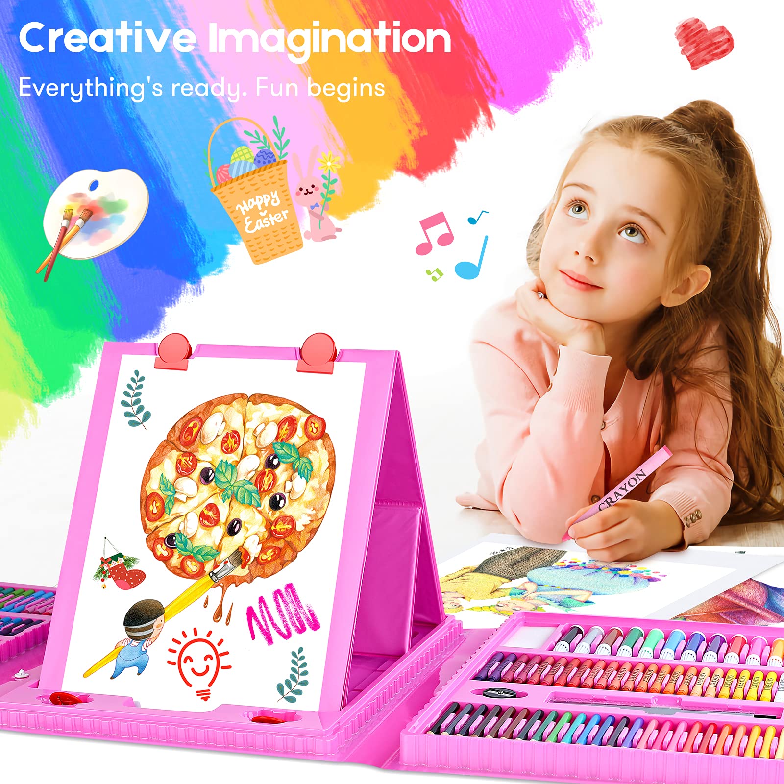 iBayam Stocking Stuffers, Art Supplies, Arts and Crafts for Kids Ages 8-12, Teens Girls Christmas Gifts, 251-Pack Art Set Case with Trifold Easel, Sketch Pads, Gifts for 5-12 Year Old Girl