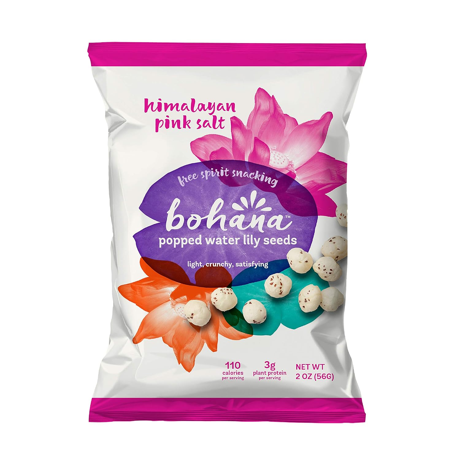 Bohana Pink Himalayan Salt, 6 Pack | As Seen On Shark Tank | Gluten-Free High-Protein All Natural Super Snack | Free Spirit Snacking: Non-GMO Verified, Light, Crunchy, Satisfying (2oz Bags, 6-Pack)