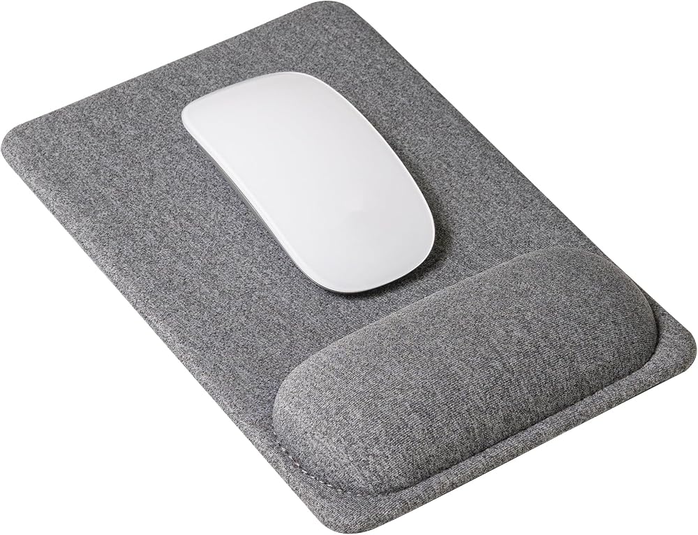 SenseAGE Mouse Pad with Wrist Support Grey 225x155 mm Non-Slip Leather Base