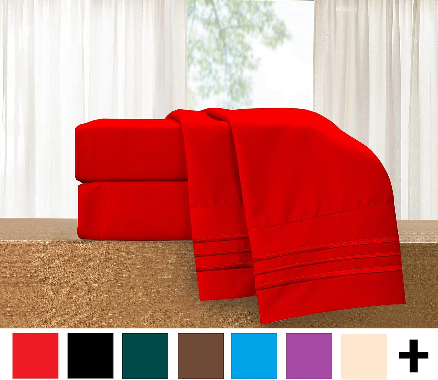 Elegant Comfort 822RRW-Full-Red 4-Piece Sheet Set-Luxury Bedding 1500 Thread Count Egyptian Quality Wrinkle and Fade Resistant Hypoallergenic Cool & Breathable, Easy Elastic Fitted Full Red: Home & Kitchen