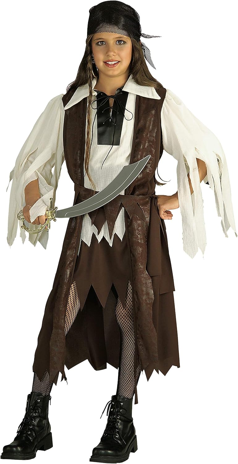 Rubie's Caribbean Pirate Queen Children's Costume, Large, Brown