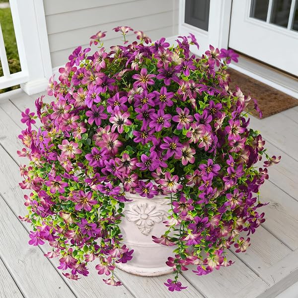 INQCMY ARTIFICIAL FLOWERS FOR OUTDOOR FAUX HANGING PLANTS...