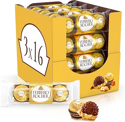 Ferrero Rocher Pralines Bulk Box 48pcs Whole Hazelnuts in Milk Chocolate