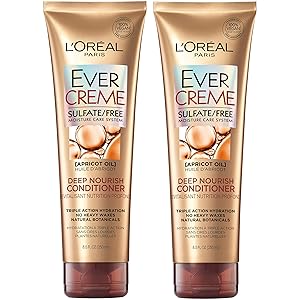 L'Oréal Paris Hair Care EverCreme Sulfate Free Moisturizing Deep Nourish Conditioner with Apricot Oil for Dry Hair, 8.5 Fl. Oz (Pack of 2)