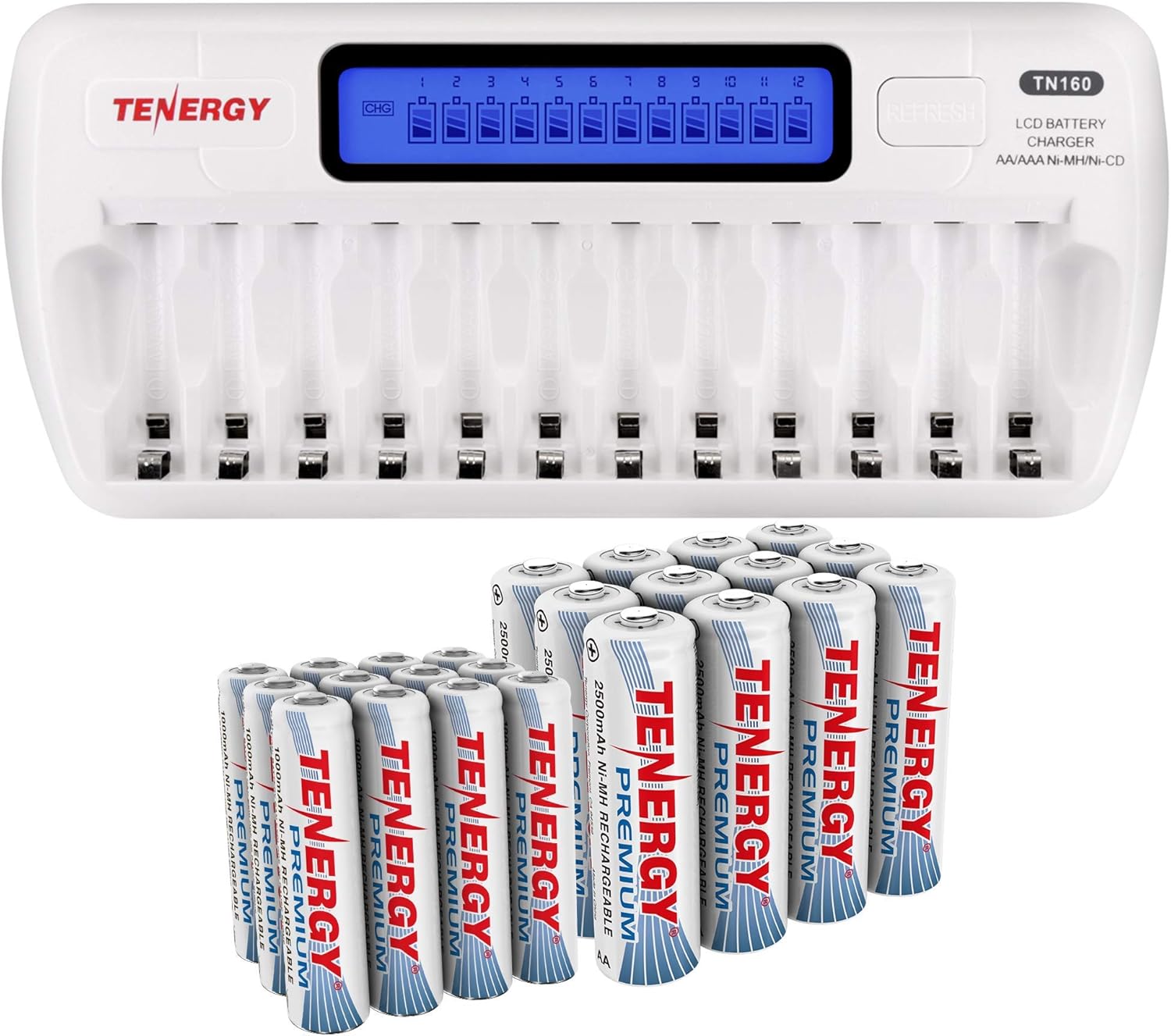 Tenergy Premium AA and AAA NiMH Rechargeable Batteries with