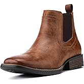 JASONSTAR Western Cowboy Boots for Men - Mens Square Toe Chelsea Boots Ankle Cowboy Boots for Men Casual Retro Stylish Boots