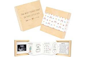 Blinking Stars Pregnancy Announcement For Aunt, Auntie- Baby Announcement Gifts Ideas, Surprise Pregnancy Reveal Gifts To Sister, Best Friend- Baby Ultrasound Photo Keepsake Wooden Box