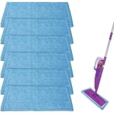 6 Pack Reusable Microfiber Pads for Rejuvenate Microfiber Mop, Compatible with Rejuvenate Click N Clean Multi-Surface Spray Mop, Machine Washable Microfiber Pad Refill for All Floors Without Handle