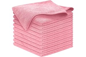 USANOOKS Microfiber Cleaning Cloth Light Pink - 8 Pcs 12.5"x12.5" - High Performance - 1200 Washes, Ultra Absorbent Towels Weave Grime & Liquid for Streak-Free Mirror Shine - Car Washing Cloth