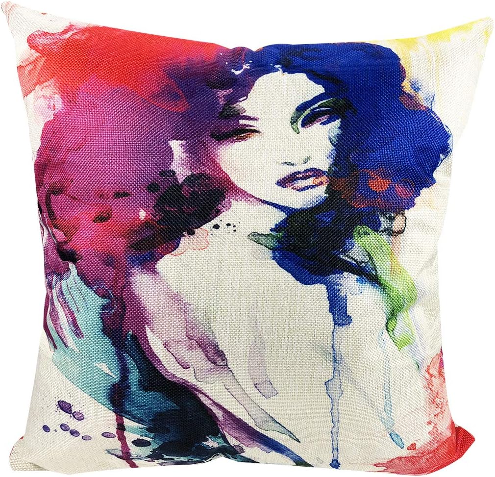 MuaToo Decorative Abstract Woman Portrait Throw Pillow Case Cushion Cover 20" x 20" 50x50cm