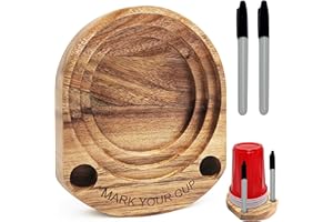 YAQUHO Party Cup Holder with Marker Slot, Acacia Wood Bathroom Cup Dispenser Mark Your Cup and Drink Up, Hosting Essential to Prevent Mix-Ups & Mark Your Cup for Birthdays, BBQs, Holiday Events