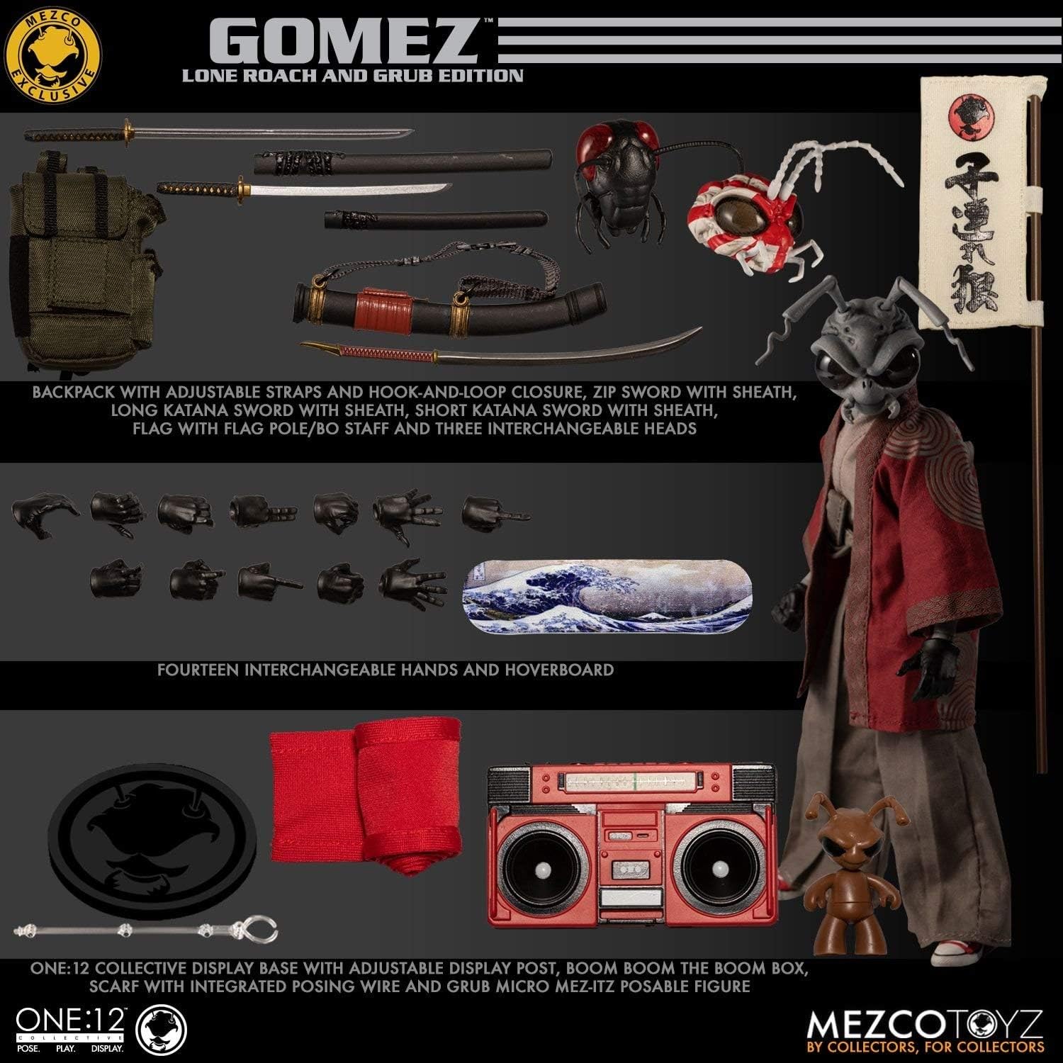 Mezco Toys One: 12 Collective Gomez Lone Roach and Grub Action Figure Plus Poster
