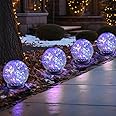 MLKNK Solar Globe Lights Outdoor Waterproof-Solar Balls-Solar Garden Lights-Solar Orbs for Outside 4 Pack Cracked Glass Ball for Lawn Patio Yard Backyard Decorations