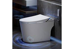 Ihatit Smart Toilet with Bidet Built in, Toilets with Tank, Auto Open Close, Auto Flush, Foot Sensor, Heated Seat, Warm Water, Foam Dispenser, Elongated Bidets for Modern Bathroom, Remote, Night Light