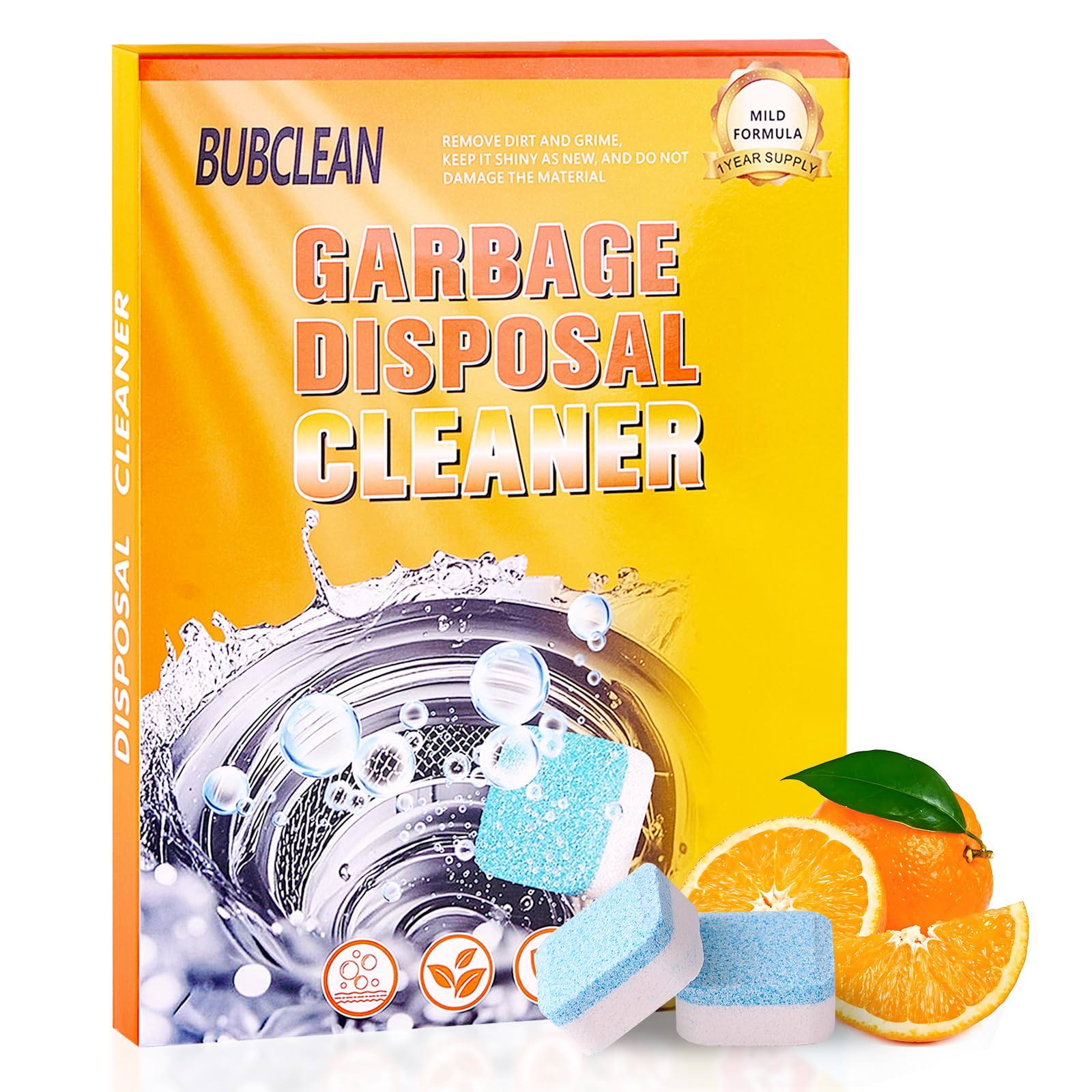 Photo 1 of ++2 PACK++BUBCLEAN Ultra-Strength Garbage Disposal Cleaner Deodorizer Tablets - 24 Pack | Fresh Citrus Foam Sink and Drain Cleaner | Deep Clean to Eliminate Odors | Pipe Friendly (12-Month Supply)