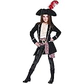 Fun Costumes Buccaneer Pirate Costume Girls Dress-Up Pirate Jacket Hat Shirt Pants