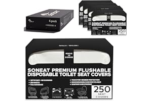 SoNeat Disposable Toilet Seat Cover- 1000 Sheets of XL Half-Fold Flushable Paper Toilet Seat Covers for Commercial, Public Restrooms, and Travel Essentials, 4 Packs of 250