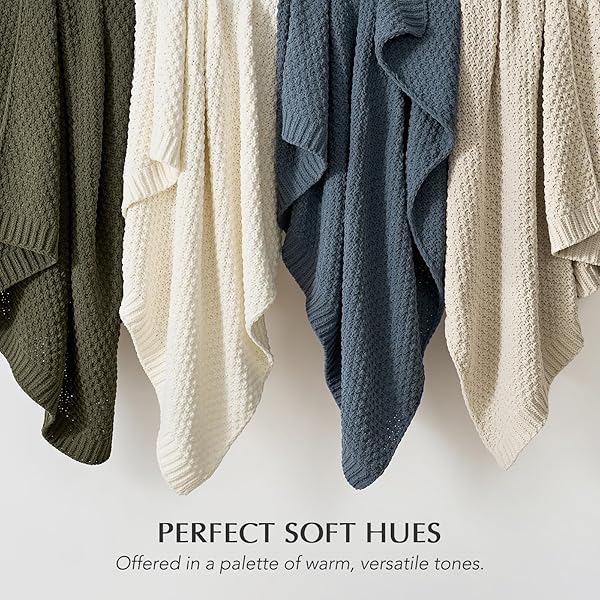 EVERGRACEHOME CHUNKY CHENILLE KNIT THROW BLANKET FOR COUCH, SOFT LUXURIOUS MOSS STITCH BLANKETS FOR BED, COZY DECORATIVE FARMHOUSE KNITTED THROWS FOR SOFA, OLIVE GREEN, 60″ X 80″