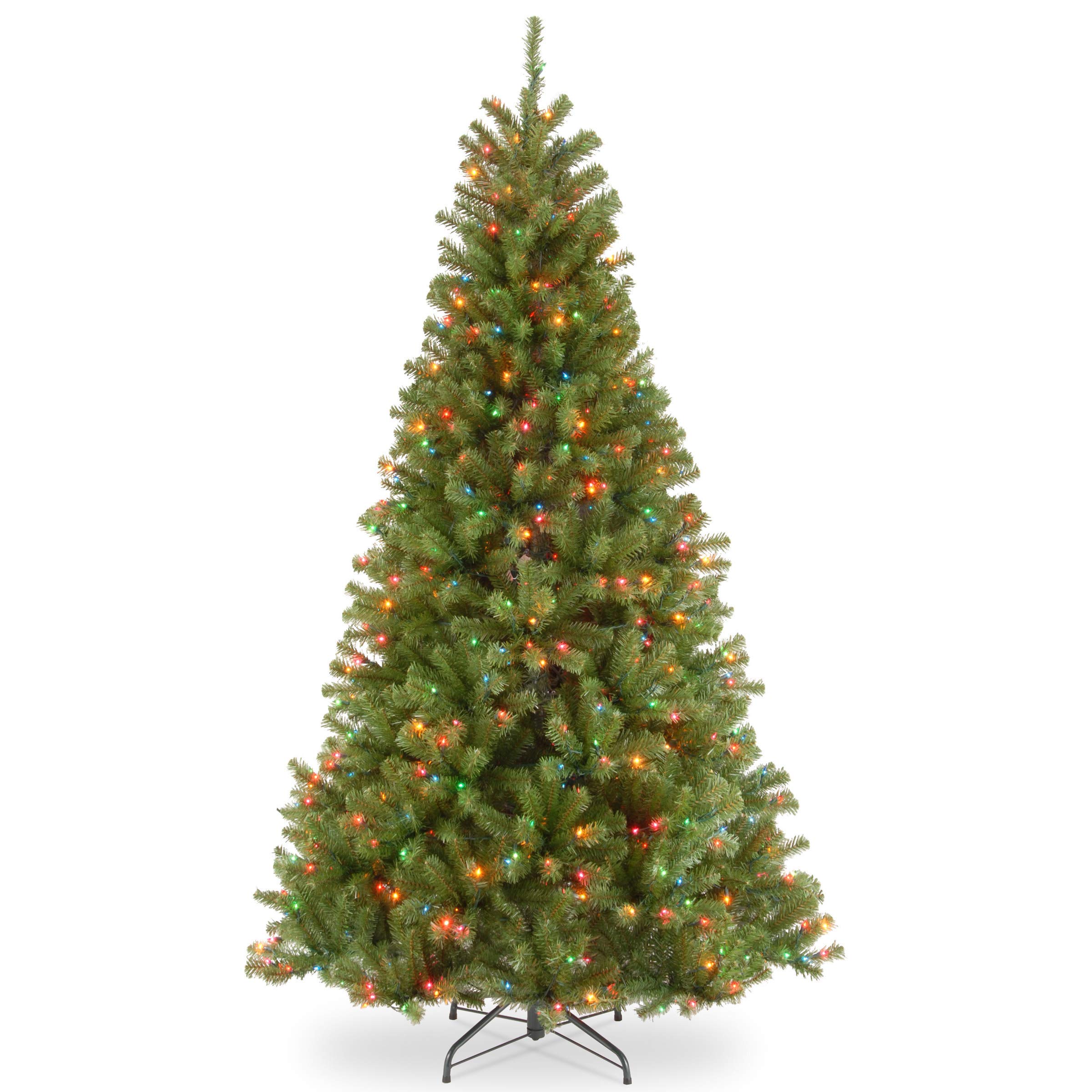 National Tree Company Pre-Lit Artificial Full Christmas Tree, Green, North Valley Spruce, Multicolor Lights, Includes Stand, 9 Feet