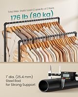 SONGMICS Clothes Rail on Wheels Heavy-Duty with 2 Hanging Rails and Shelf view 3