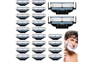 HYCRON Razor Blades for Men - 24PCS Precision Compatible With Mach3 Razor Blades Refills for Men - Compatible With Mach Razor, Dual Lubrication for Close & Comfortable Shave